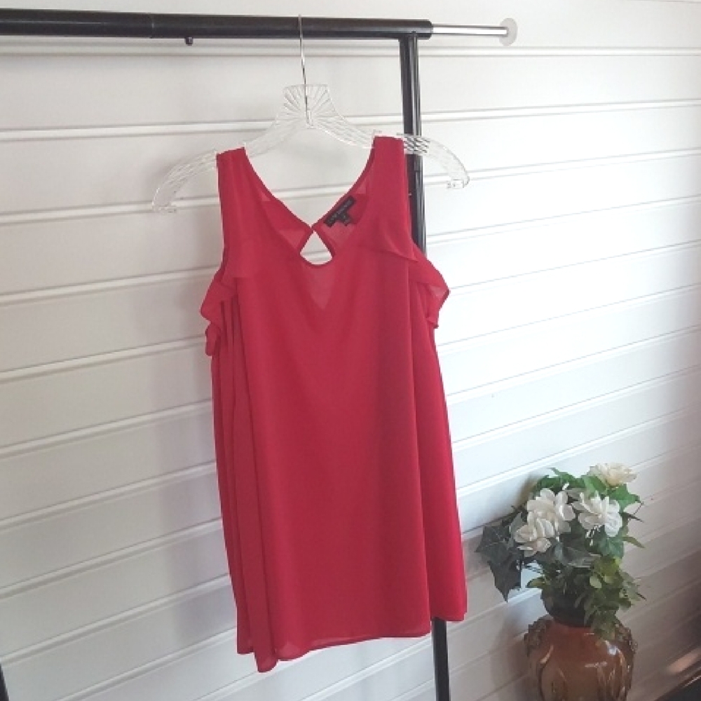 Lane Bryant Vibrant Red Long-Sleeve Shoulders Out  Blouse Size 20